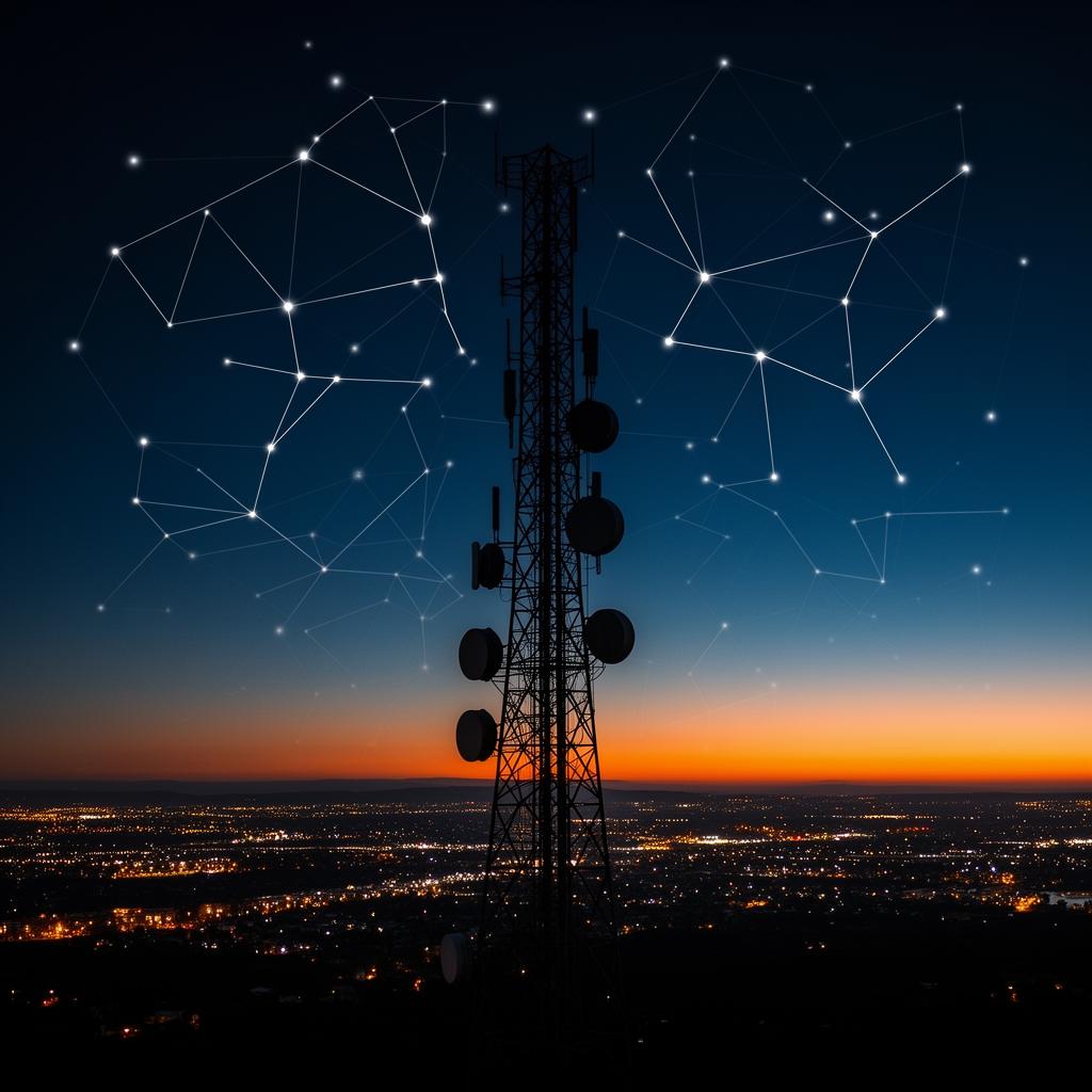 Telecom tower at dusk
